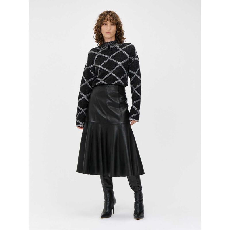 Veronika Maine Oversized Two Tone Diamond Sweater image number 7